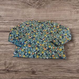 Talbots Women’s Quilted Wildlife Deer Squirrel Floral Top Size Large